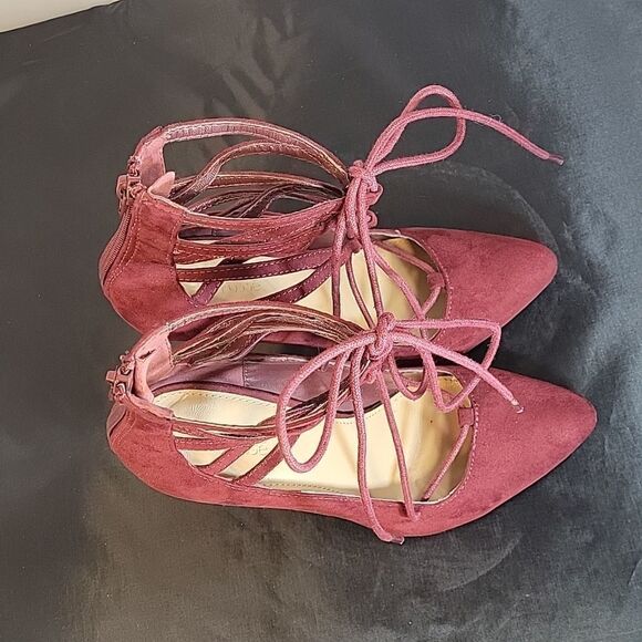 CHARLOTTE RUSSE POINTED TOE CROSS LACE UP CLOSURE HIGH HEEL STILETTOS PUMP SHOGE - Picture 7 of 15